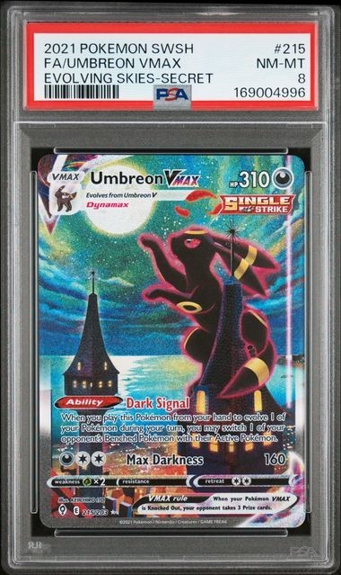 2021 POKEMON EVOLVING SKIES #215 FA/UMBREON VMAX EVOLVING SKIES PSA 8
