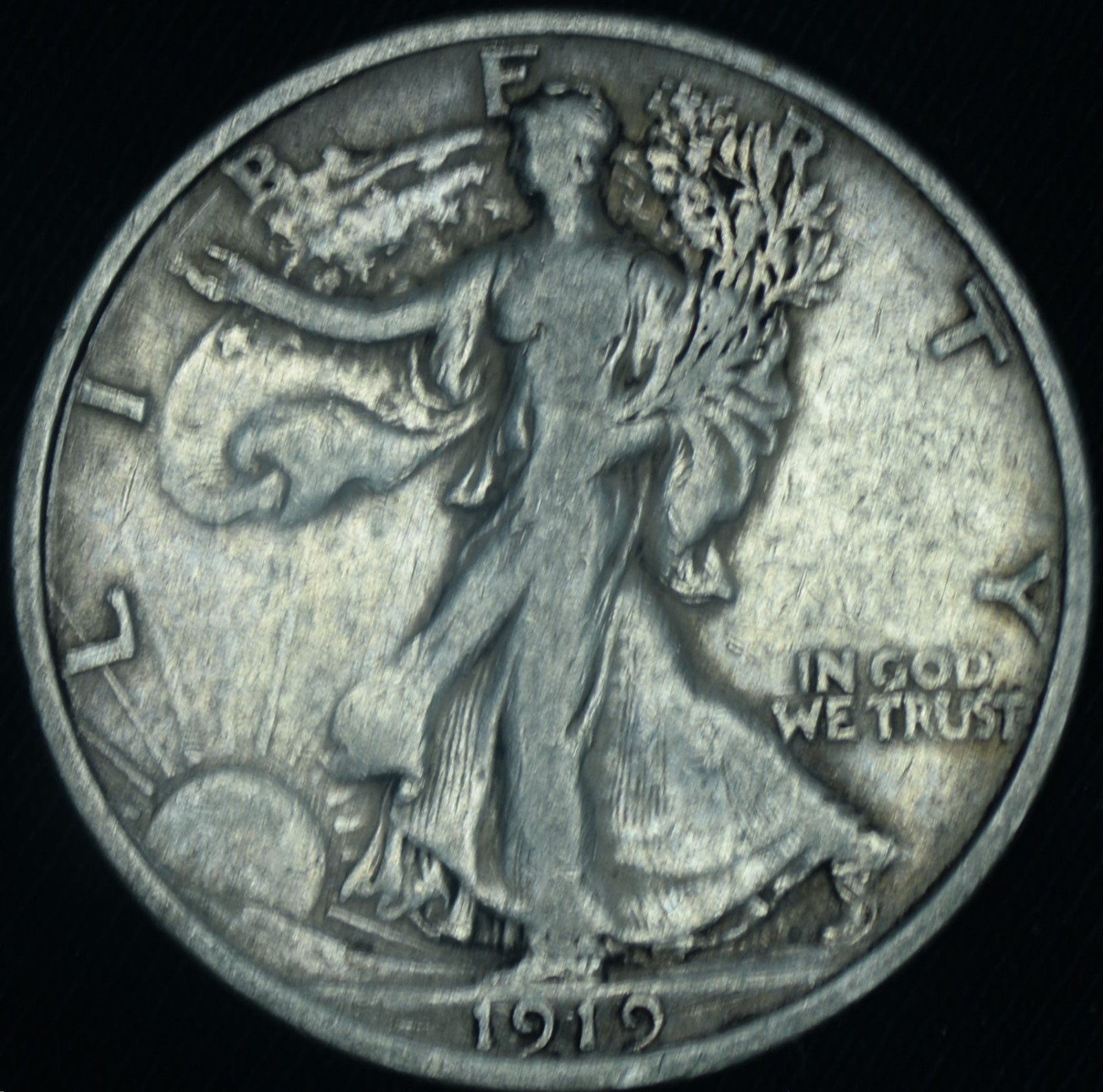 1919 50C Walking Liberty Half Dollar VF Tough Date ~ 26478