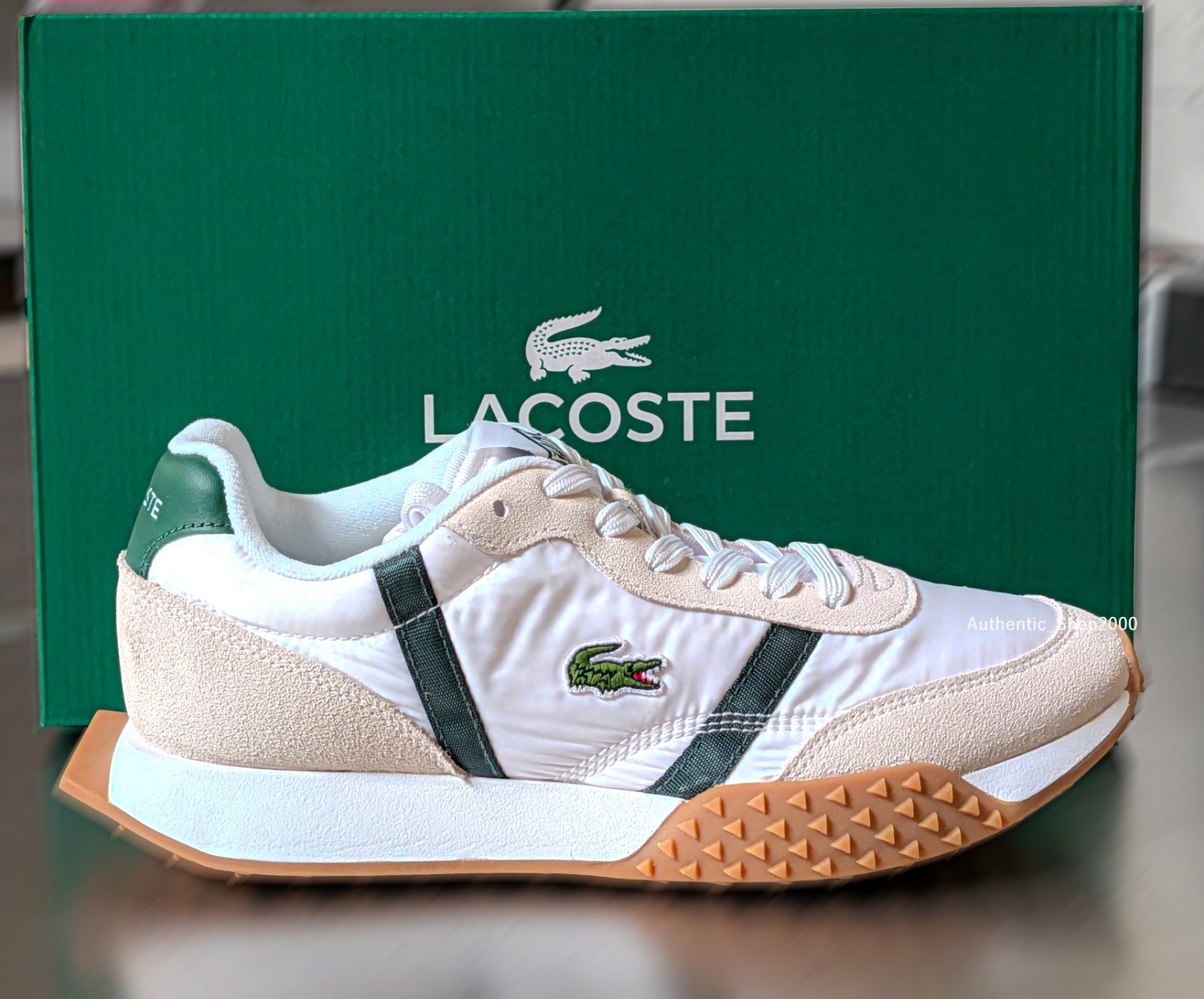 NIB 100% LACOSTE L-Spin Evo 125 Streetwear Fashion Shoes Sneakers White Green