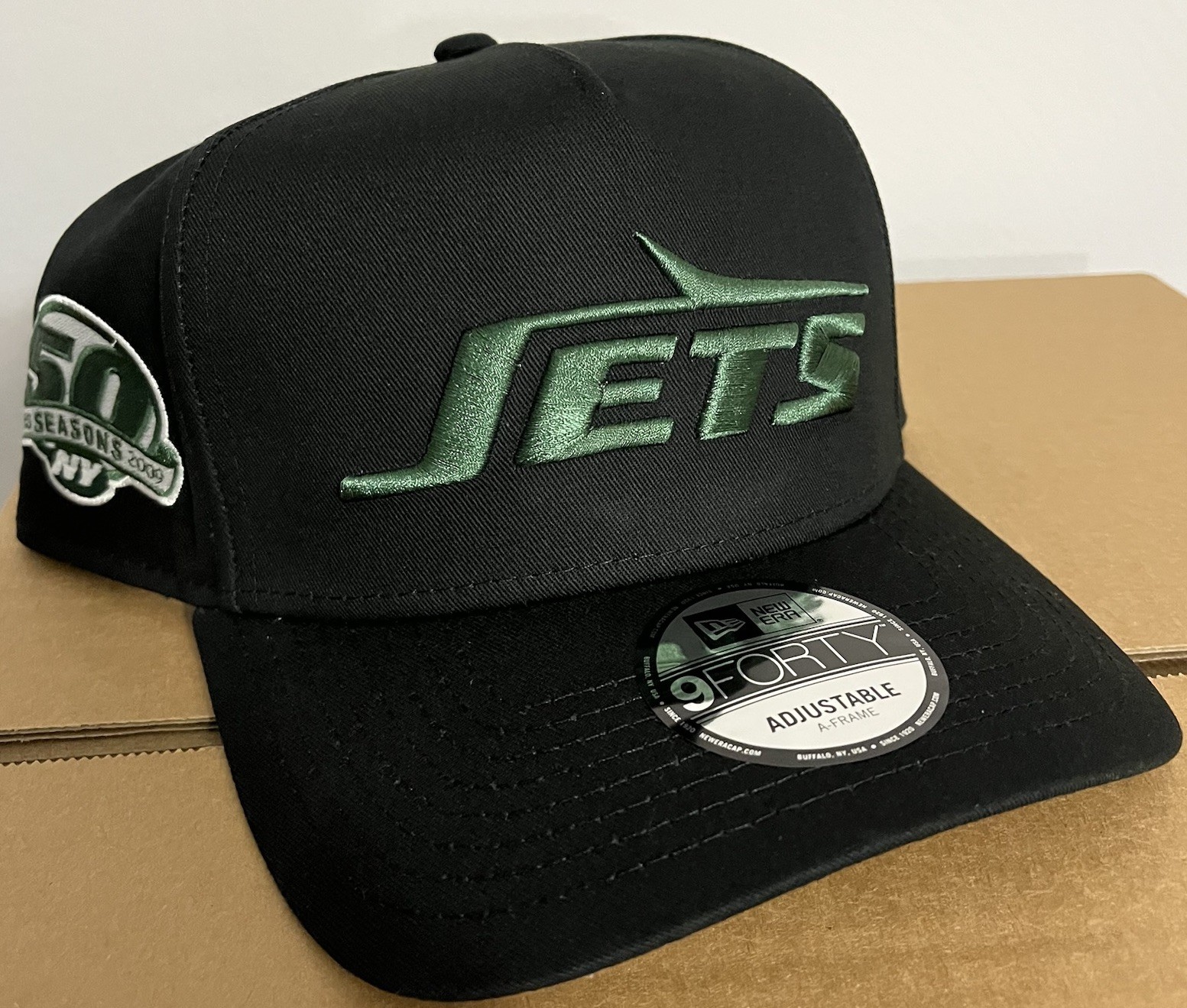 NWT New York Jets Snapback Hat New Era A Frame 2009 Side Patch NFL Black Green