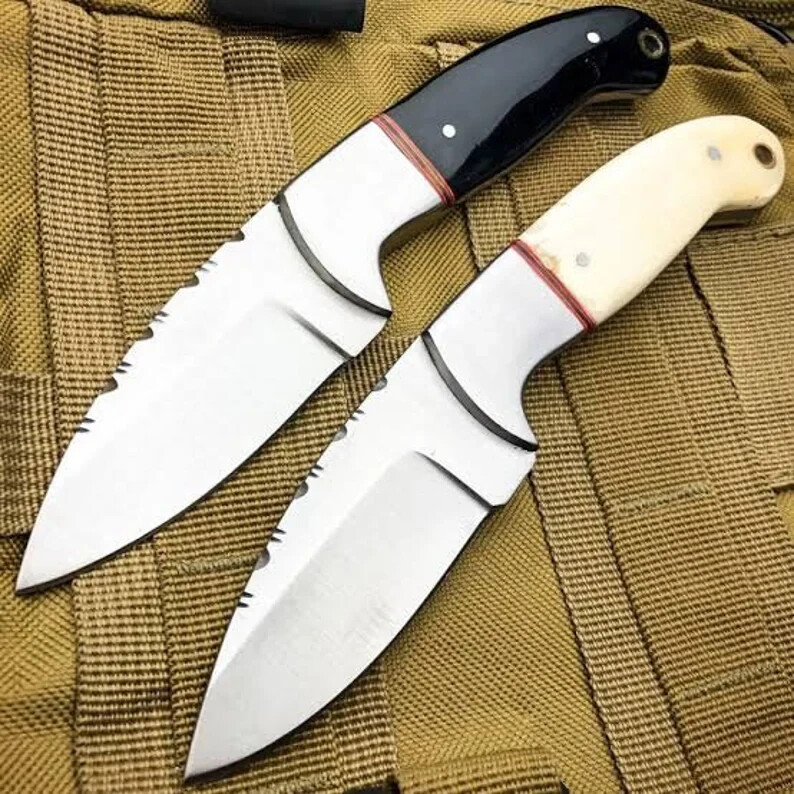 D2 Tool Steel Skinner Knives – 2Pc Handmade Set with Razor Sharp Blades + Sheath