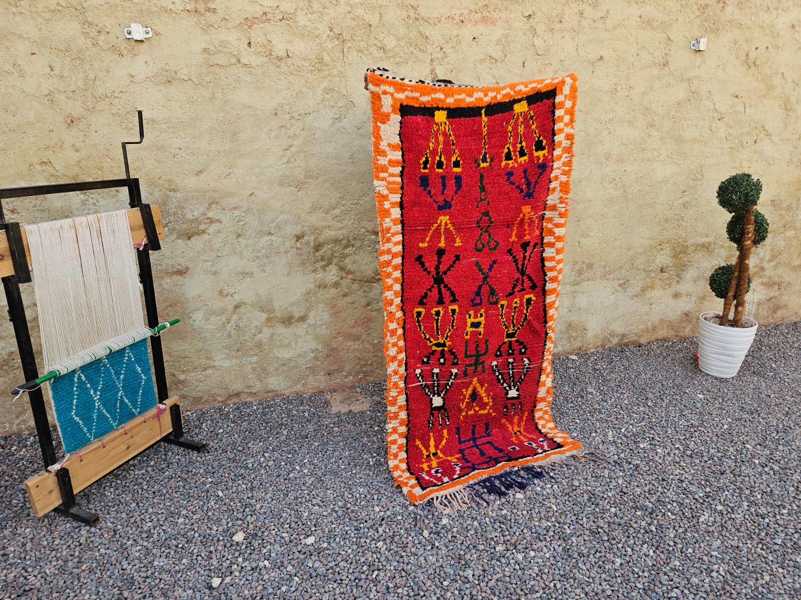 Handmade Moroccan Runner Rug Red Orange Tribal Berber Runner 6ft/3ft