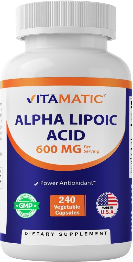 Alpha Lipoic Acid (ALA) 600mg Per Serv 240 Vegetable Caps Vitamatic Antioxidant Alpha Lipoic Acid (ALA) 600mg Per Serv 240 Vegetable Caps Vitamatic Antioxidant