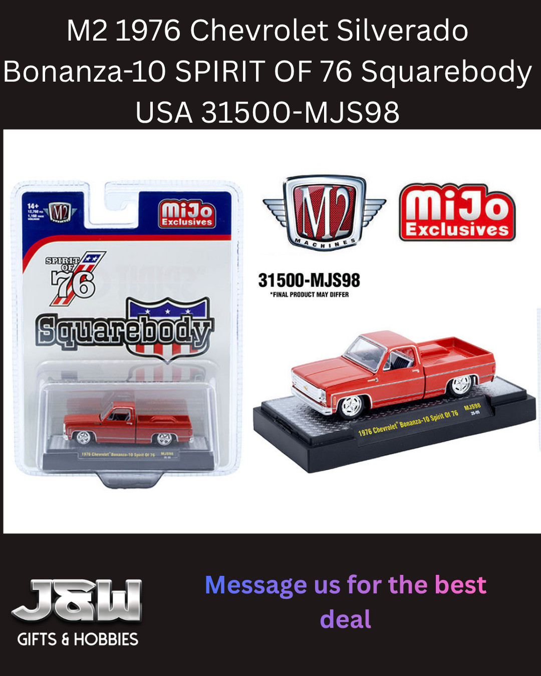 M2 1976 Chevrolet Silverado Bonanza-10 SPIRIT OF 76 Squarebody USA MJS98 1/64