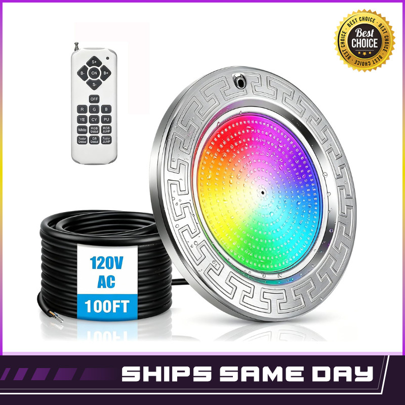 LED Pool Light 10 Inch 50FT Cord AC120V 50W RGB Color Changing Underwater Lights