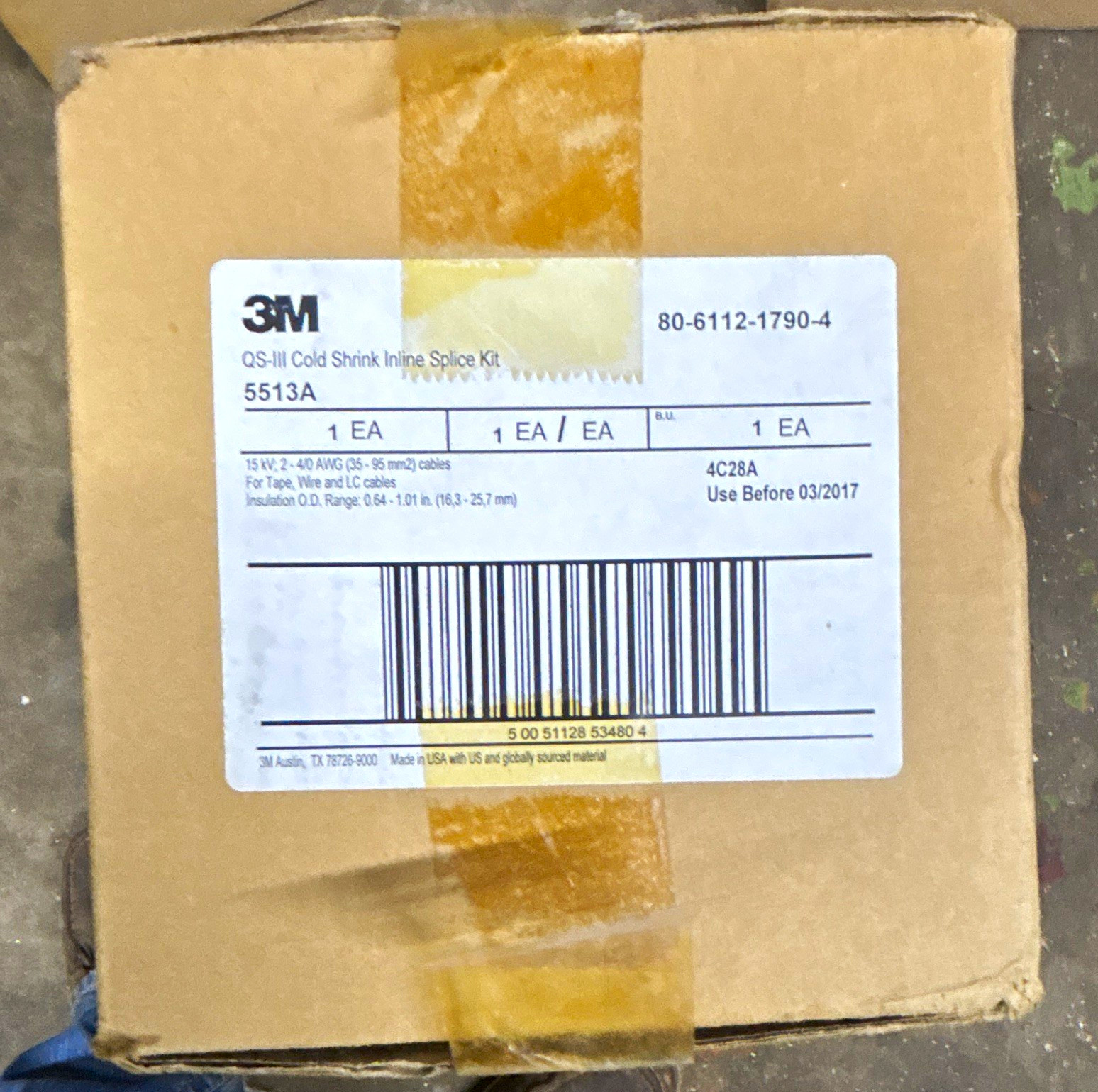 3M QS-III Cold Shrink In-Line Splice Kit 5513A 80-6112-1790-4 3M QS-III Cold Shrink In-Line Splice Kit 5513A 80-6112-1790-4
