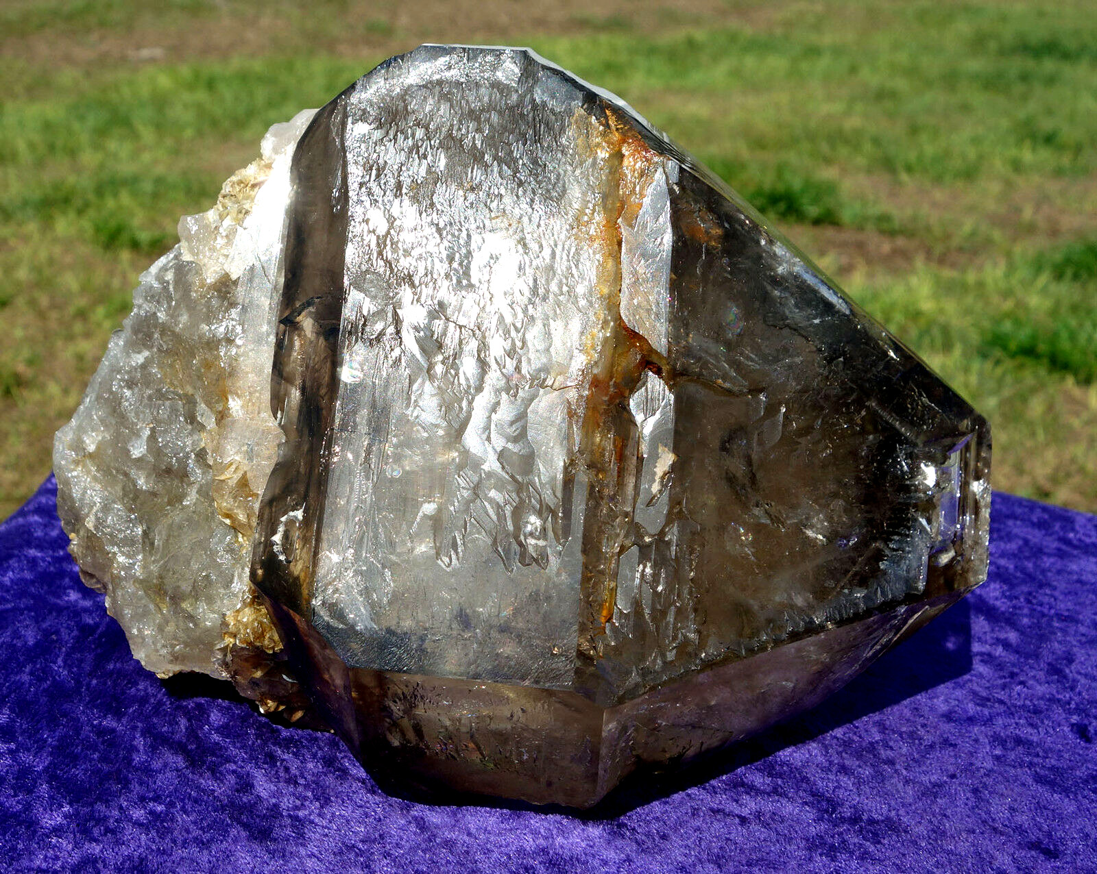 Rare Big SMOKY QUARTZ w Internal Water Bubbles an ENHYDRO Elestial Crystal Point