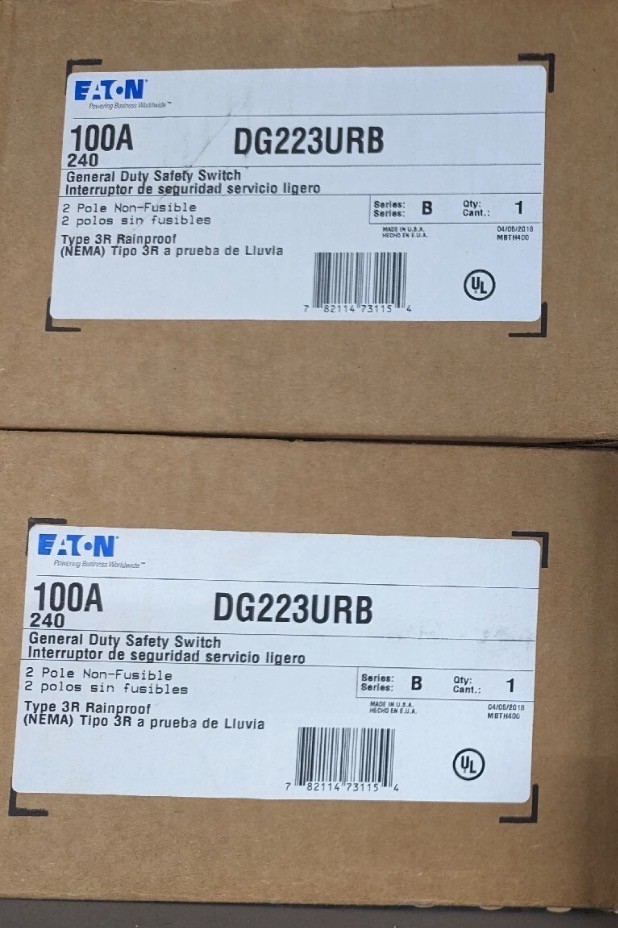 NIB - EATON - DG223URB, Outdoor Disconnect - NIB - EATON - DG223URB, Outdoor Disconnect -