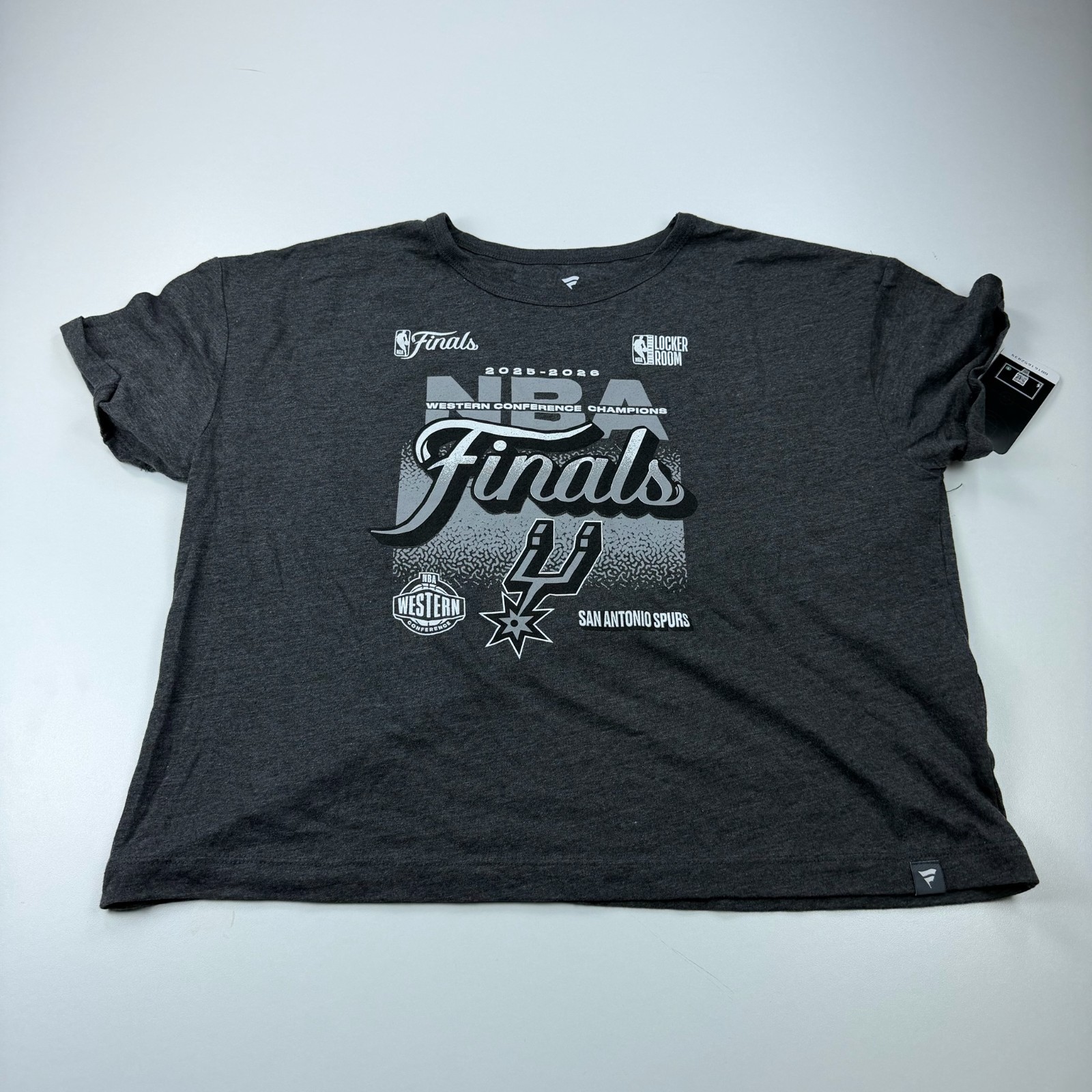 NEW San Antonio Spurs Shirt Womens Large Gray Oversized Crop Boxy NBA Finals NEW San Antonio Spurs Shirt Womens Large Gray Oversized Crop Boxy NBA Finals