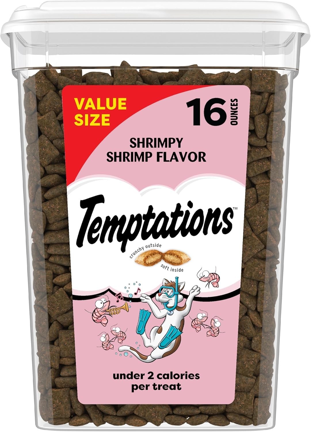 TEMPTATIONS Classic Cat Treats - Crunchy and Soft, 16 Oz. Tub (Select Flavor)