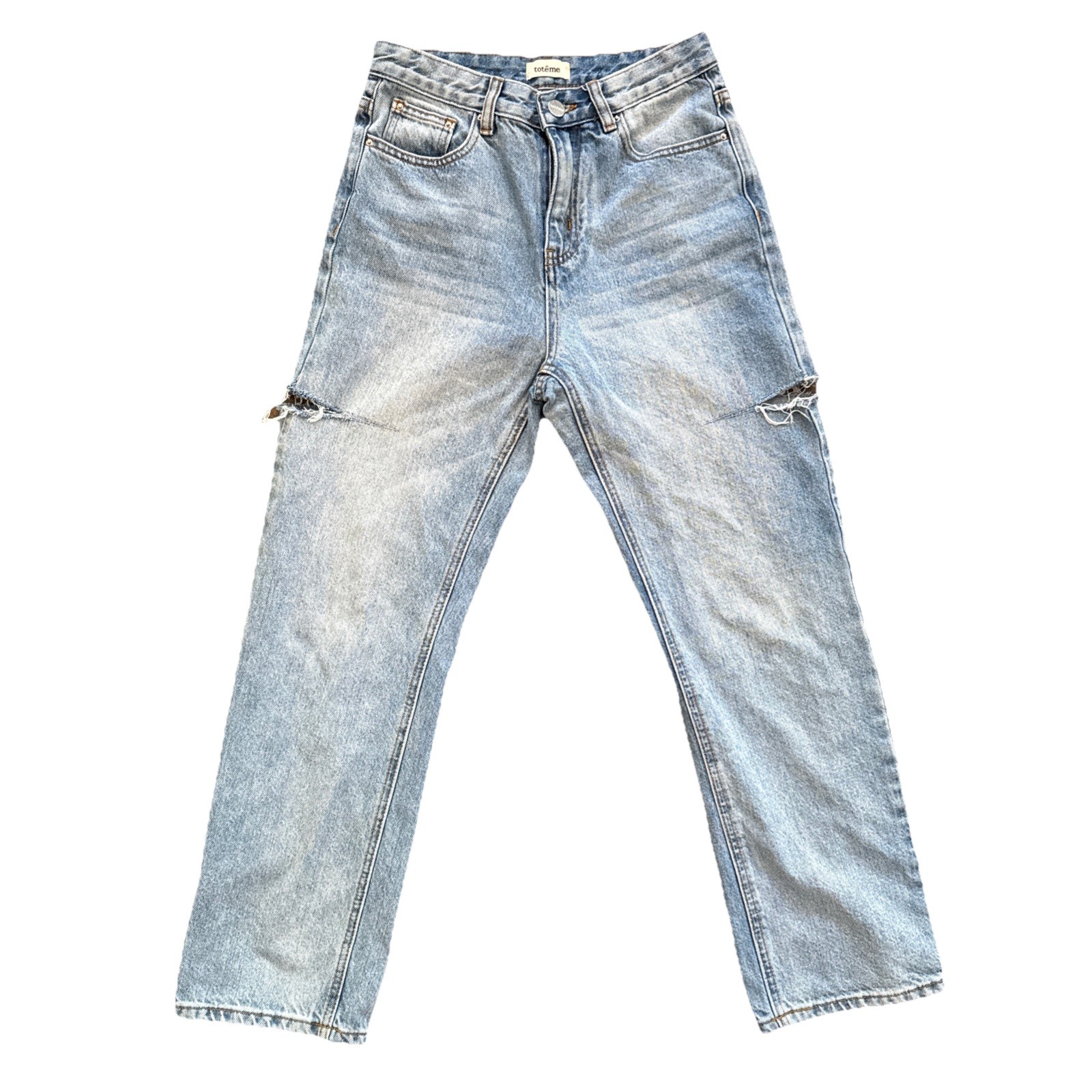 Toteme Jeans Women 26 Original Twisted Seam High Rise Crop Light Wash Blue Denim
