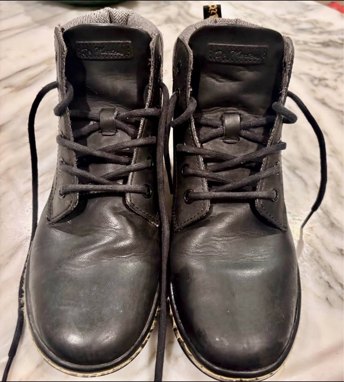 Dr. Martens Boots Womens Size 8 Black Leather Herringbone Collar Ankle Booties Dr. Martens Boots Womens Size 8 Black Leather Herringbone Collar Ankle Booties