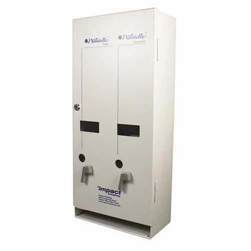 Hospeco Impact® Naturelle® J1 Dual Sanitary Napkin/Tampon Dispenser, White Metal Hospeco Impact® Naturelle® J1 Dual Sanitary Napkin/Tampon Dispenser, White Metal