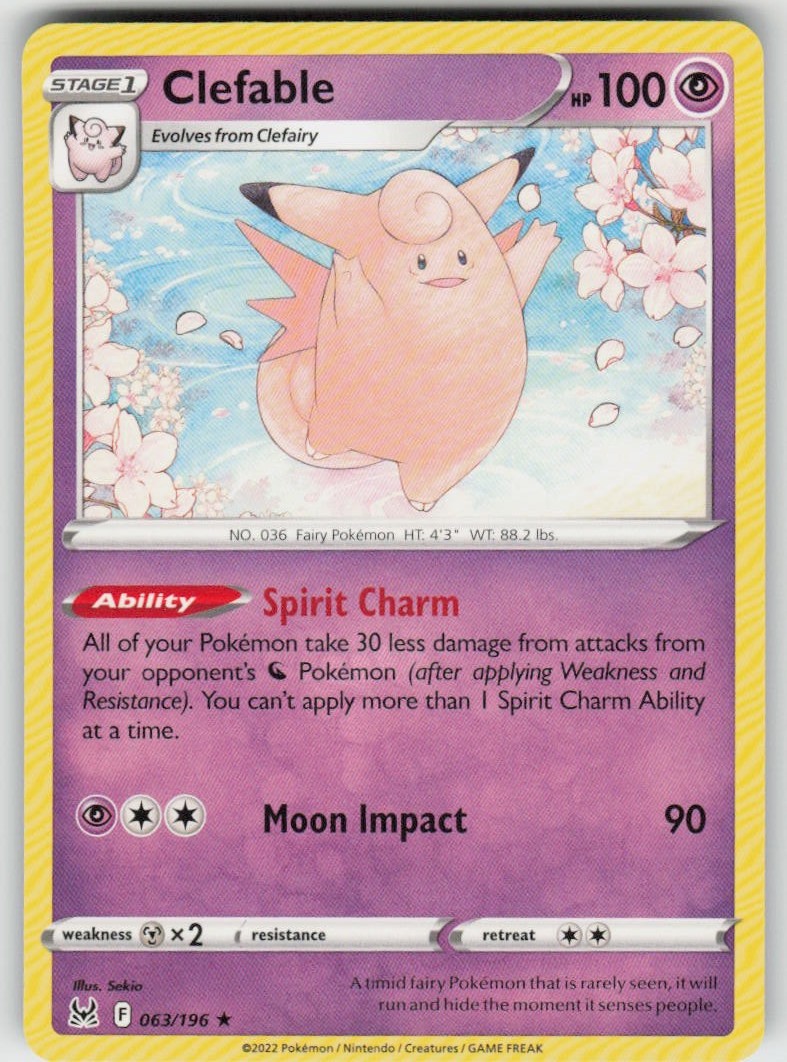 Clefable 063/196 Rare SWSH11: Lost Origin