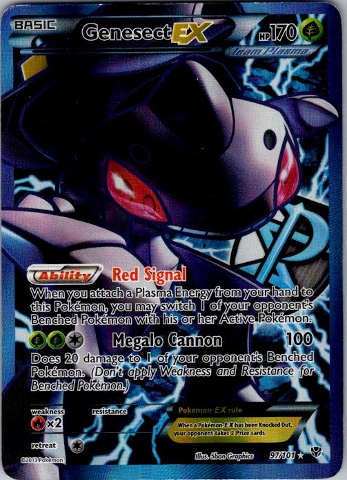 Genesect EX 97/101 Ultra Rare Plasma Blast Pokemon Holo MP 5ban Graphics