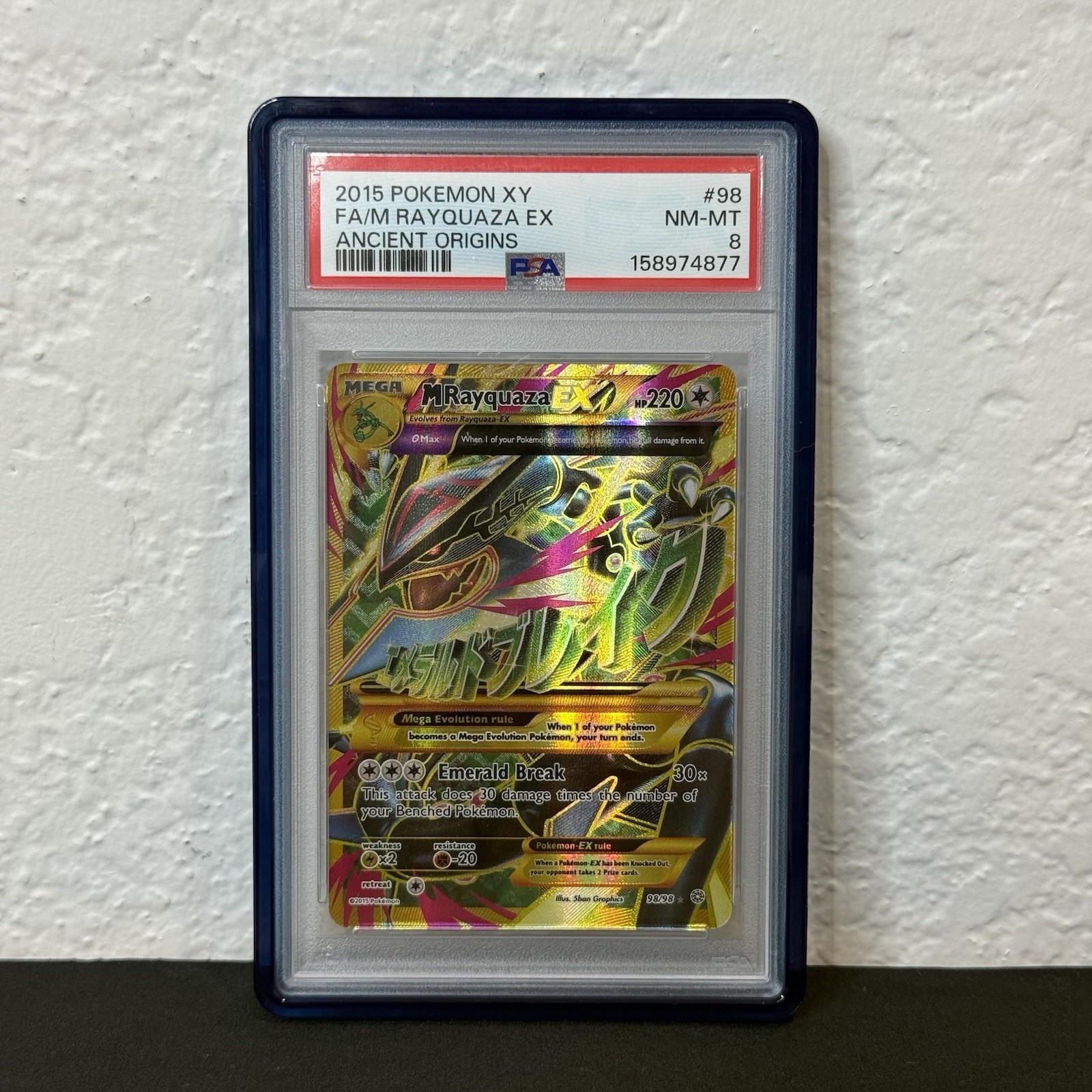 2015 Pokemon XY Rayquaza Ex #98 Ancient Origins PSA 8