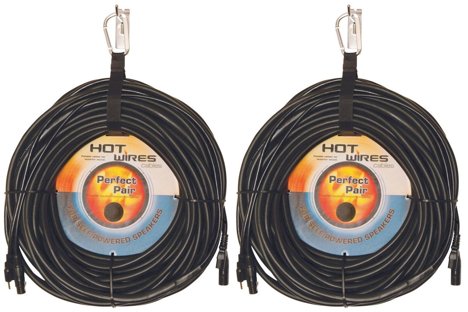 2 PAIR  TURBO-SERIES COMBO 100\' Powered Speaker AC & XLR  Combo Cables 