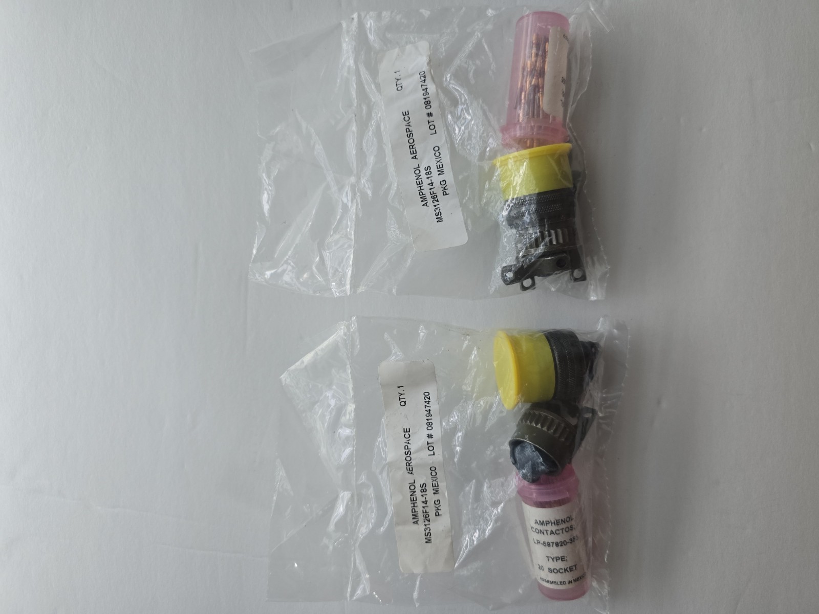 2 Amphenol Aerospace MS3126F14-18S Circular MIL Spec Connector 14-18 INSERTSHELL
