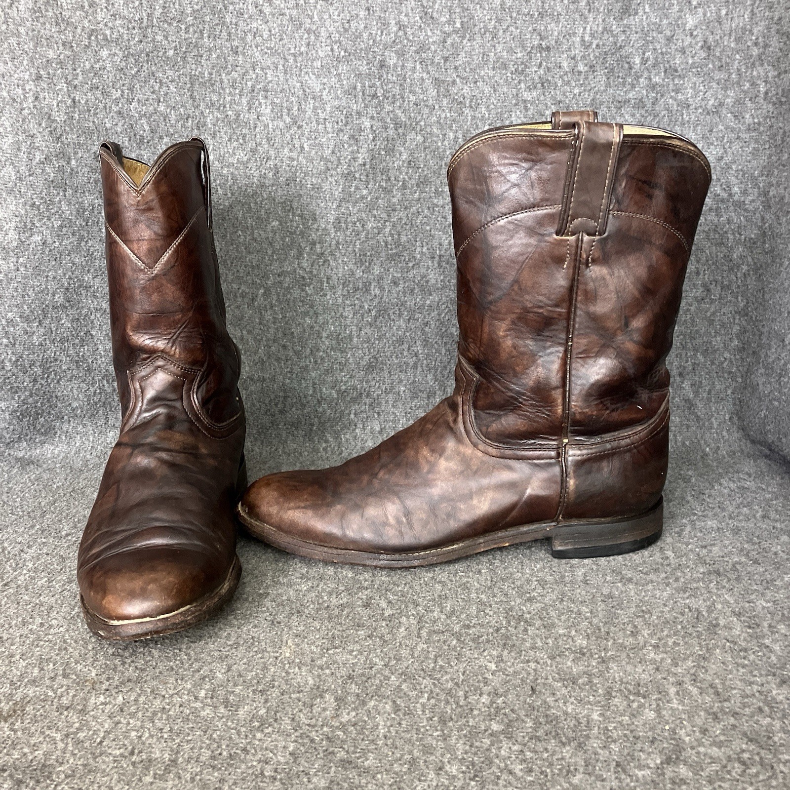 VTG Justin Jackson Roper Marbled Boots Men 10 D Brown Deerlite Leather USA ISSUE VTG Justin Jackson Roper Marbled Boots Men 10 D Brown Deerlite Leather USA ISSUE