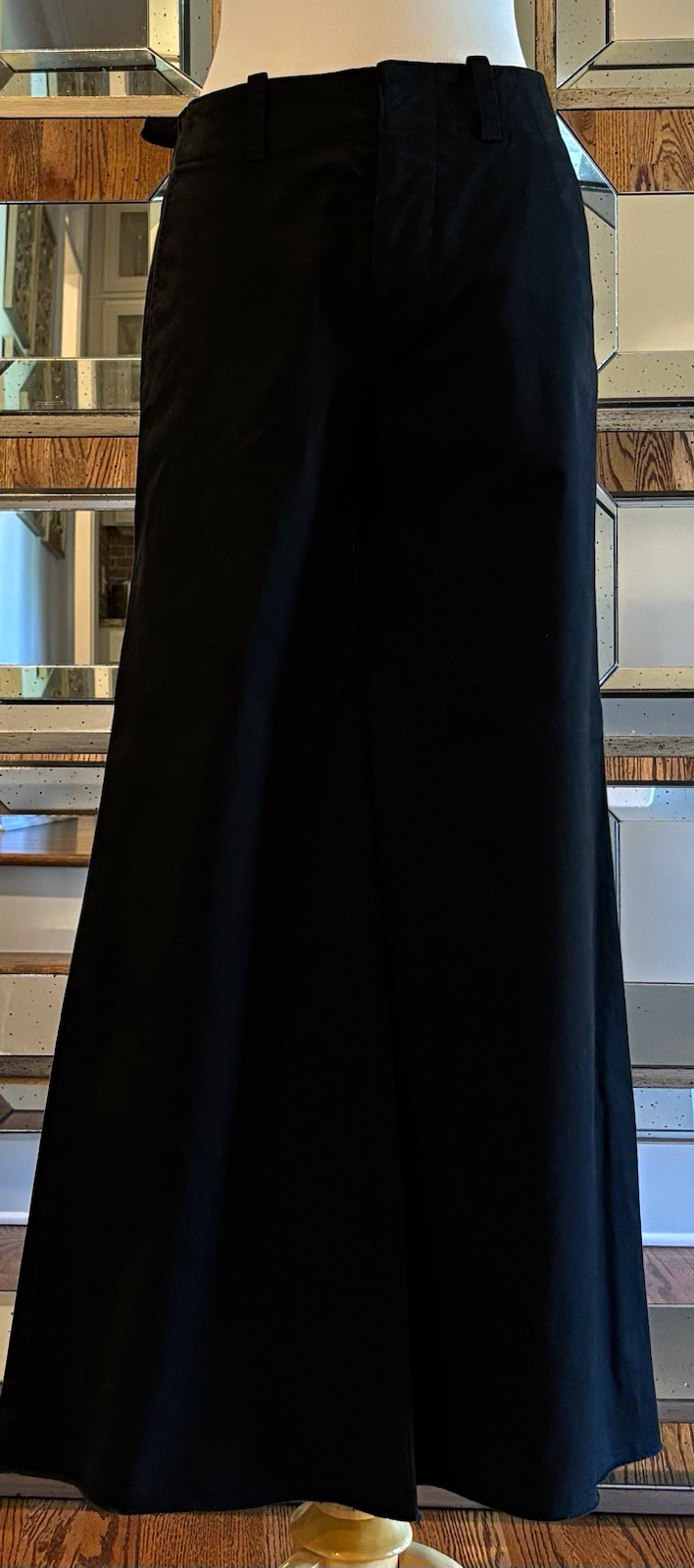 Nili Lotan Black Cotton Elastane Wide-Leg  Pants SZ 0 Excellent Condition