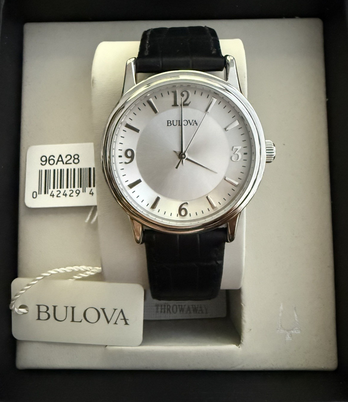 Bulova 96A28 Corporate Collection 38mm Men\'s Wristwatch Black Leather Strap New