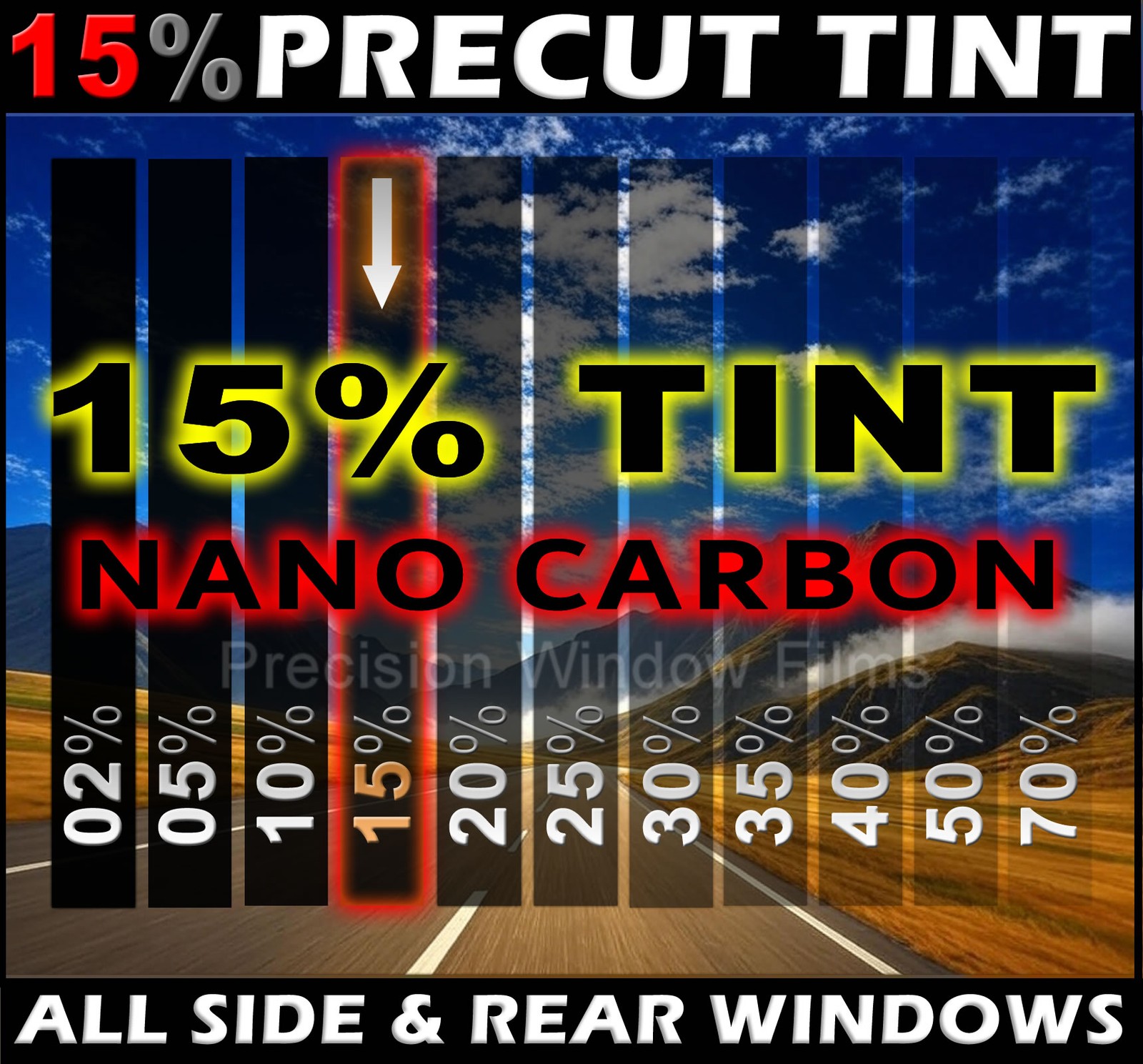 PreCut Auto Window Tint for Honda Civic 2 dr Coupe 96-2000 Dark Black 15% VLT 