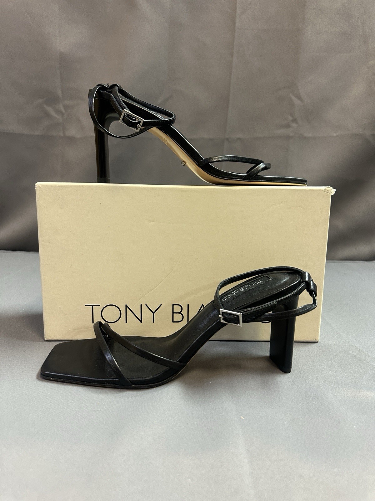 New Tony Bianco Corso Sandal in Black Nappa Women’s Strappy Block Heels - US 8 M