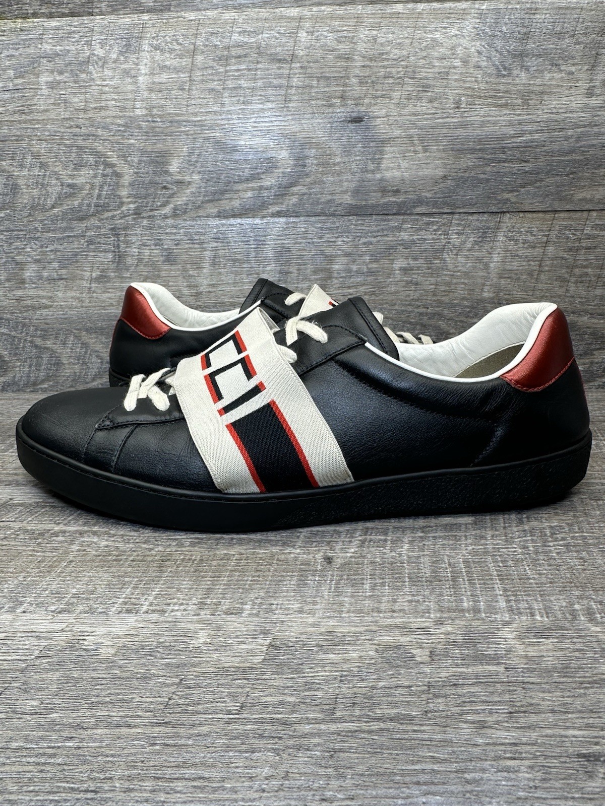 Gucci Ace Stripe Leather Black Size 11 UK
