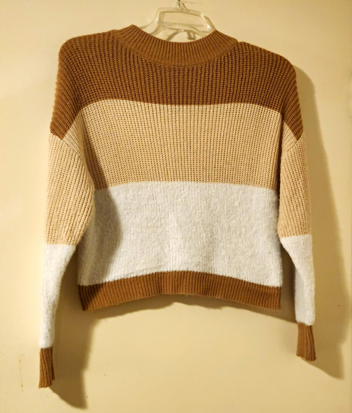 SheIn Striped Ribbed Knit Crew Neck L/S Preppy Cropped Pullover Sweater S SheIn Striped Ribbed Knit Crew Neck L/S Preppy Cropped Pullover Sweater S