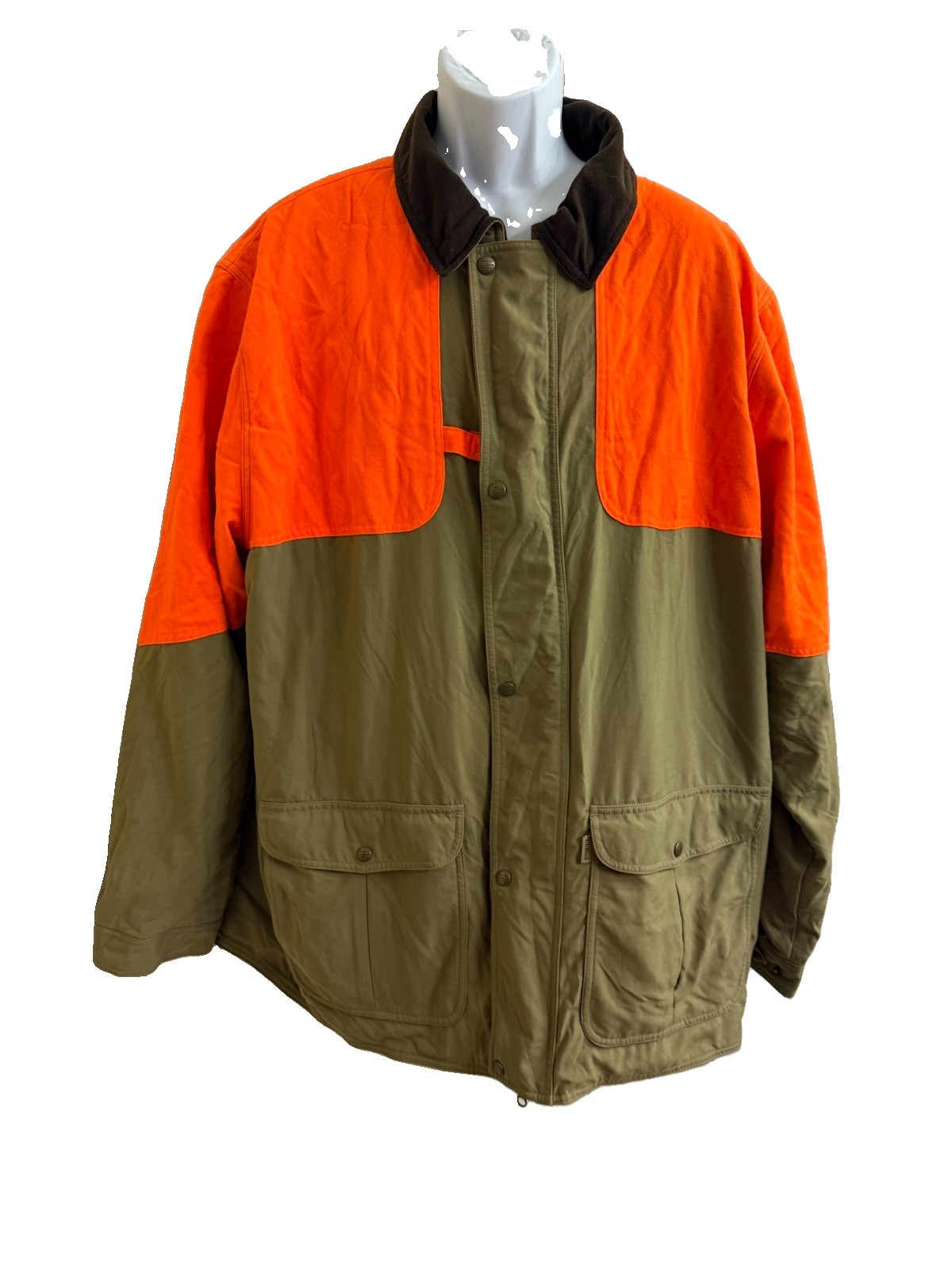 VTG L.L. Bean Upland Hunting Jacket Mens XXL Tall Blaze Orange Corduroy Collar