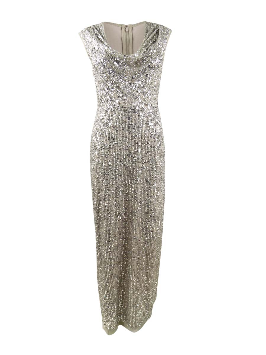 Adrianna Papell Women\'s Beaded Cowl-Neck Gown Adrianna Papell Women\'s Beaded Cowl-Neck Gown