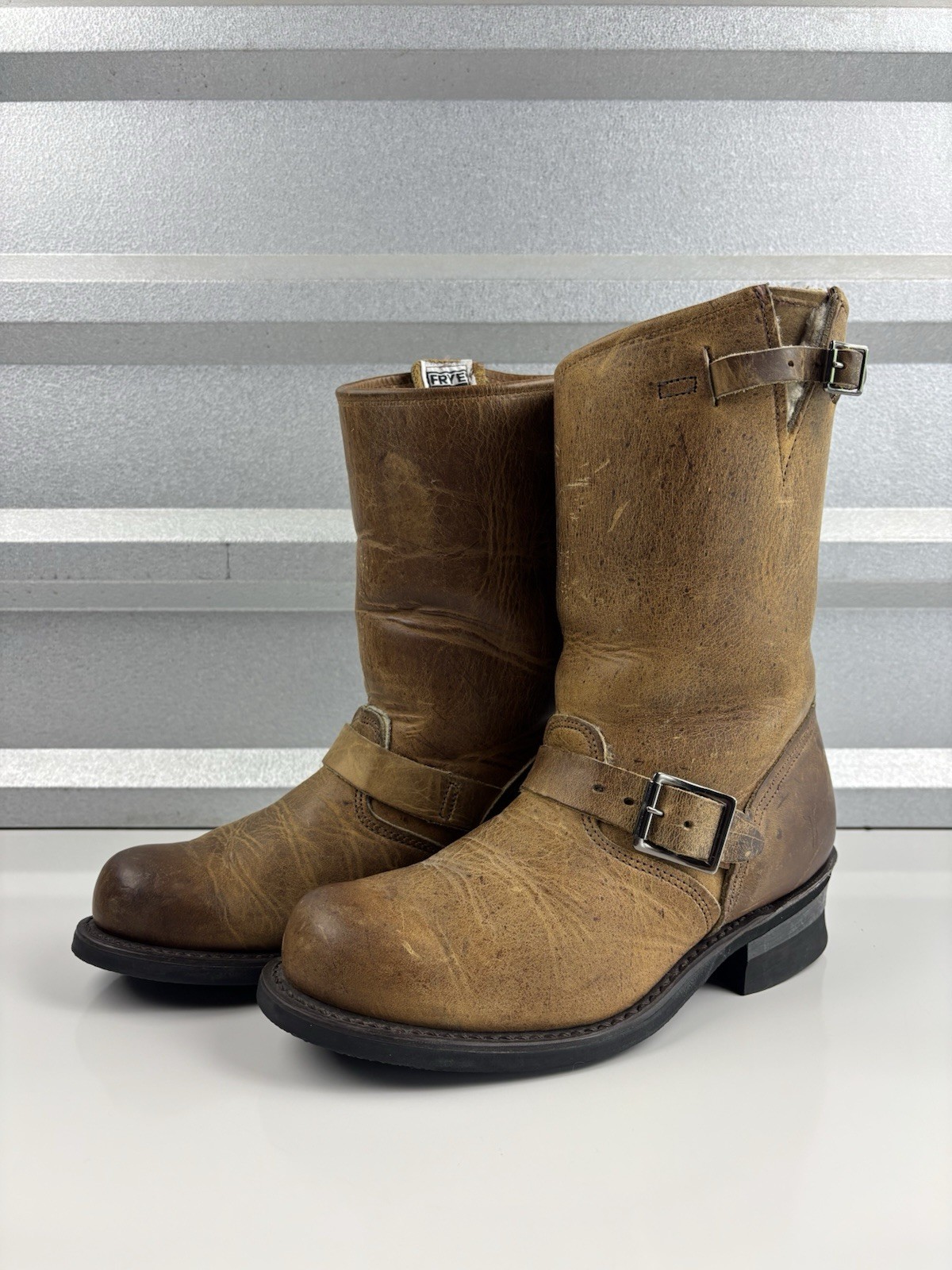 FRYE Women\'s Shearling Buckle Leather Boots BROWN Size 6.5 M 7739725 N03188 10
