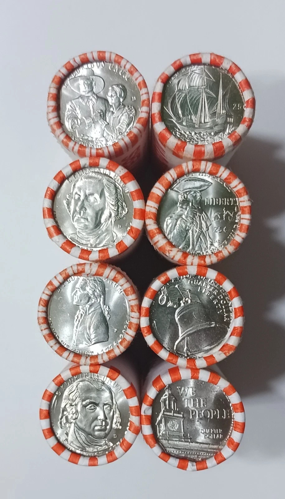 8 Rolls Constitution Declaration War Mayflower Quarters 1 Roll each 2026 P & D