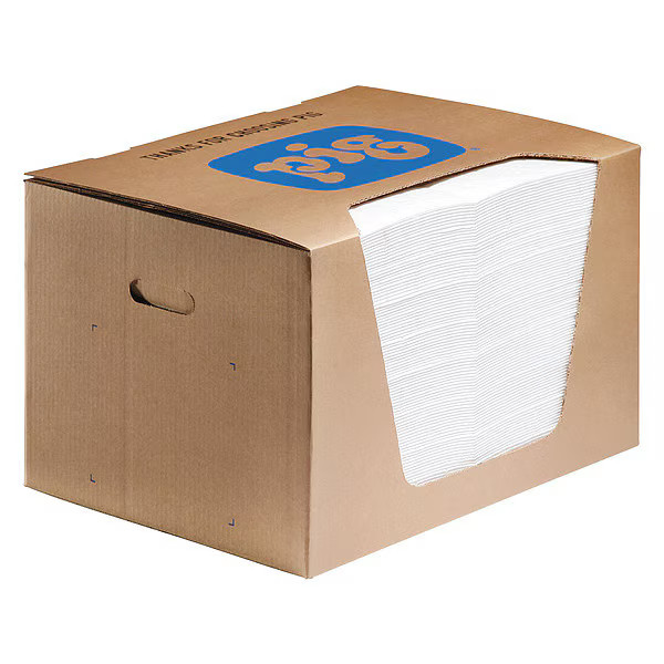 Pig Sorbent Pad, 22 gal, 15 in x 20 in, Oil, White, Polypropylene MAT440 Pig