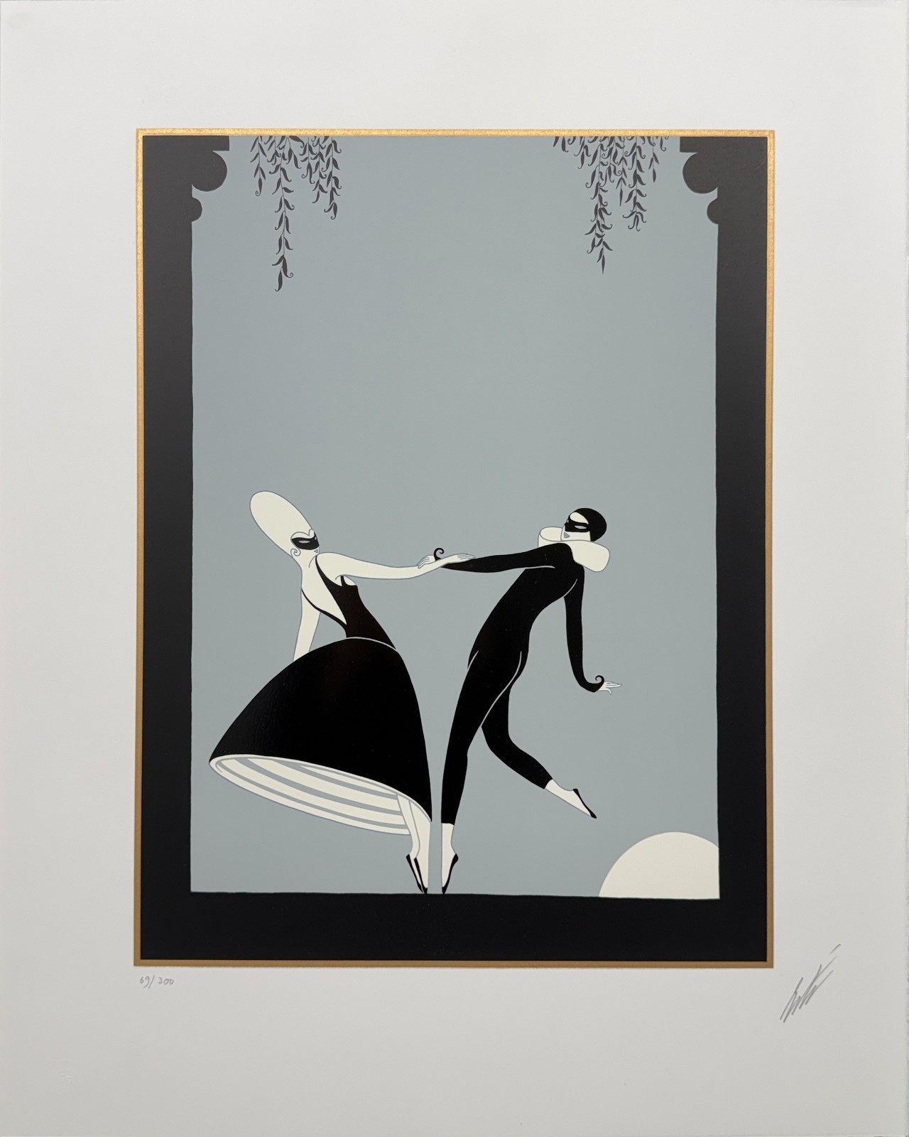 Erte Pas De Deux Serigraph 1986 Signed Edition of 300 Art Deco Romain de Tirtoff