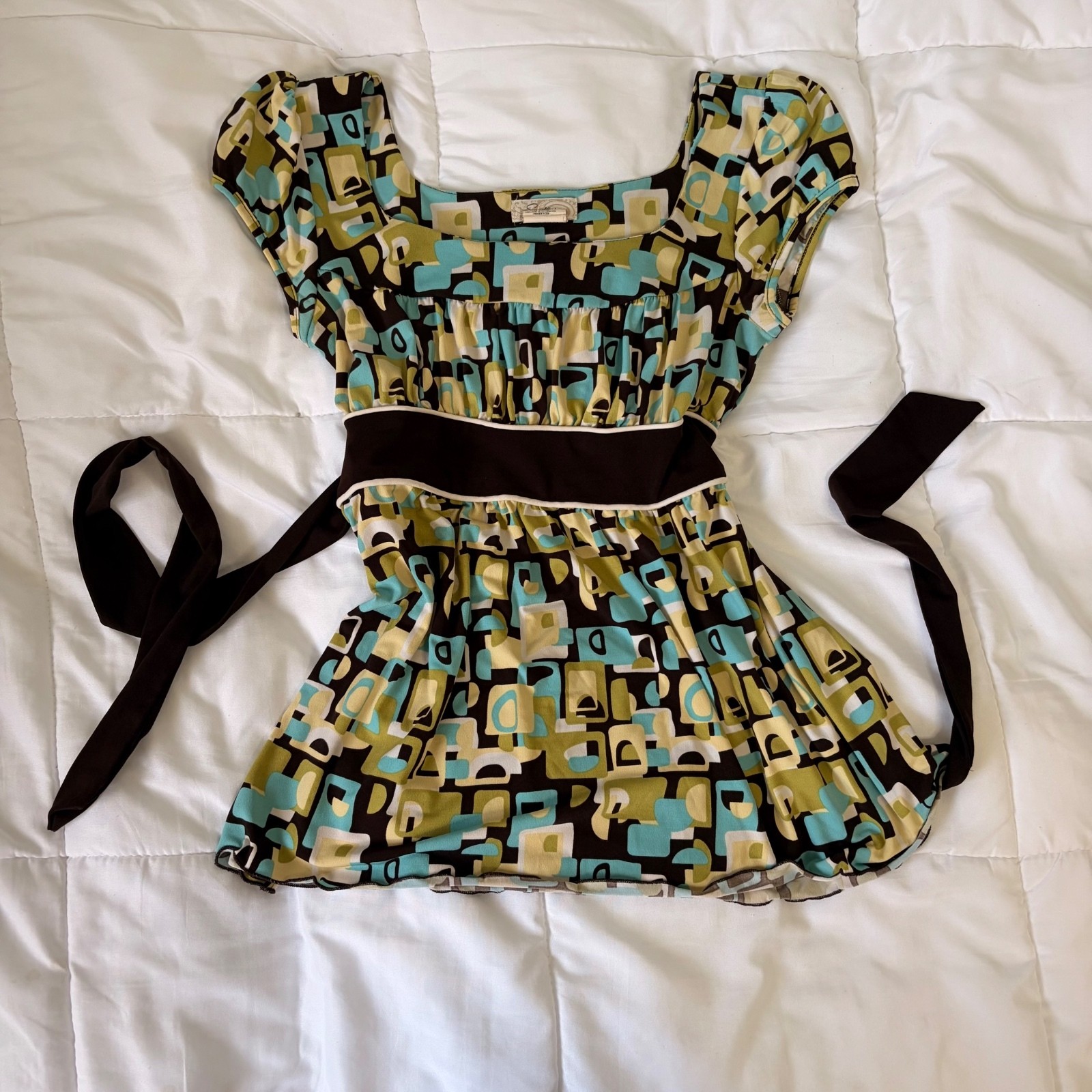 speechless y2k 2000s fall autumn brown teal green & white baby doll tank medium