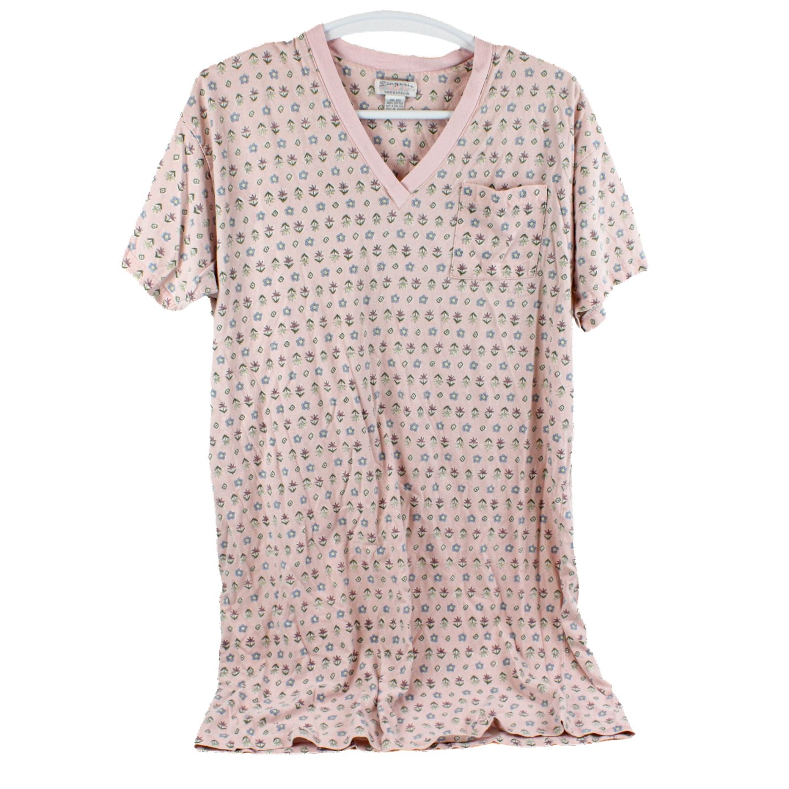 Nordstrom Floral Pink Cotton Nightgown One Size Lingerie Sleepwear