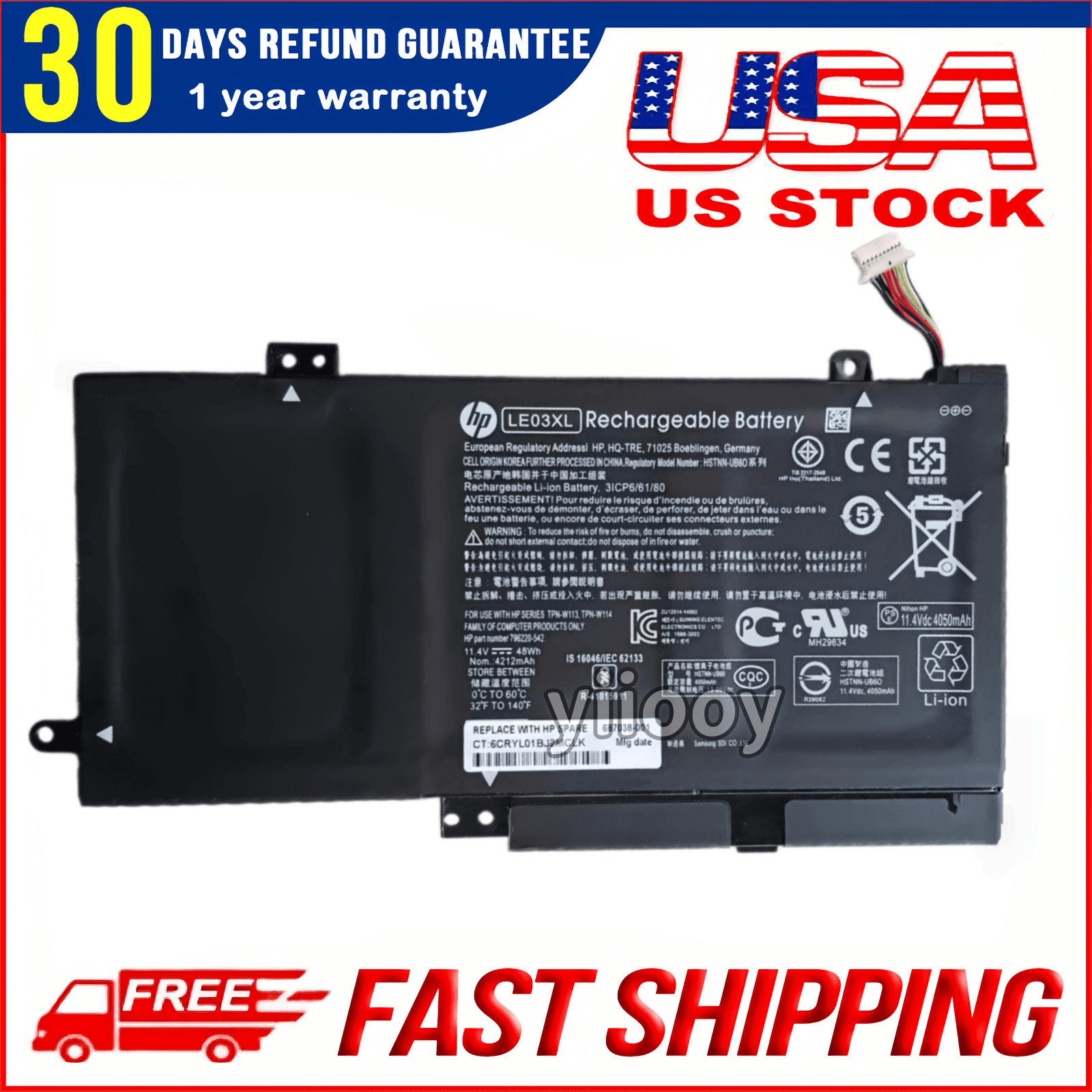 LE03XL New Genuine Battery for HP Pavilion X360 13-S 15-BK 796220-541 HSTNN-PB6M
