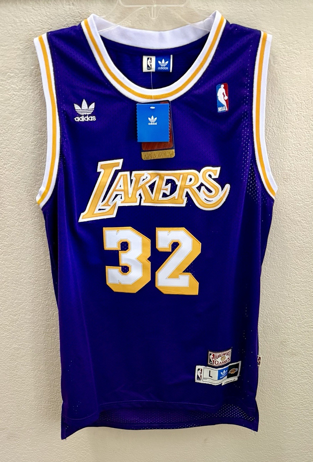 Adidas Hardwood Classic Magic Johnson LA Lakers Jersey Large +2” Length New NWT