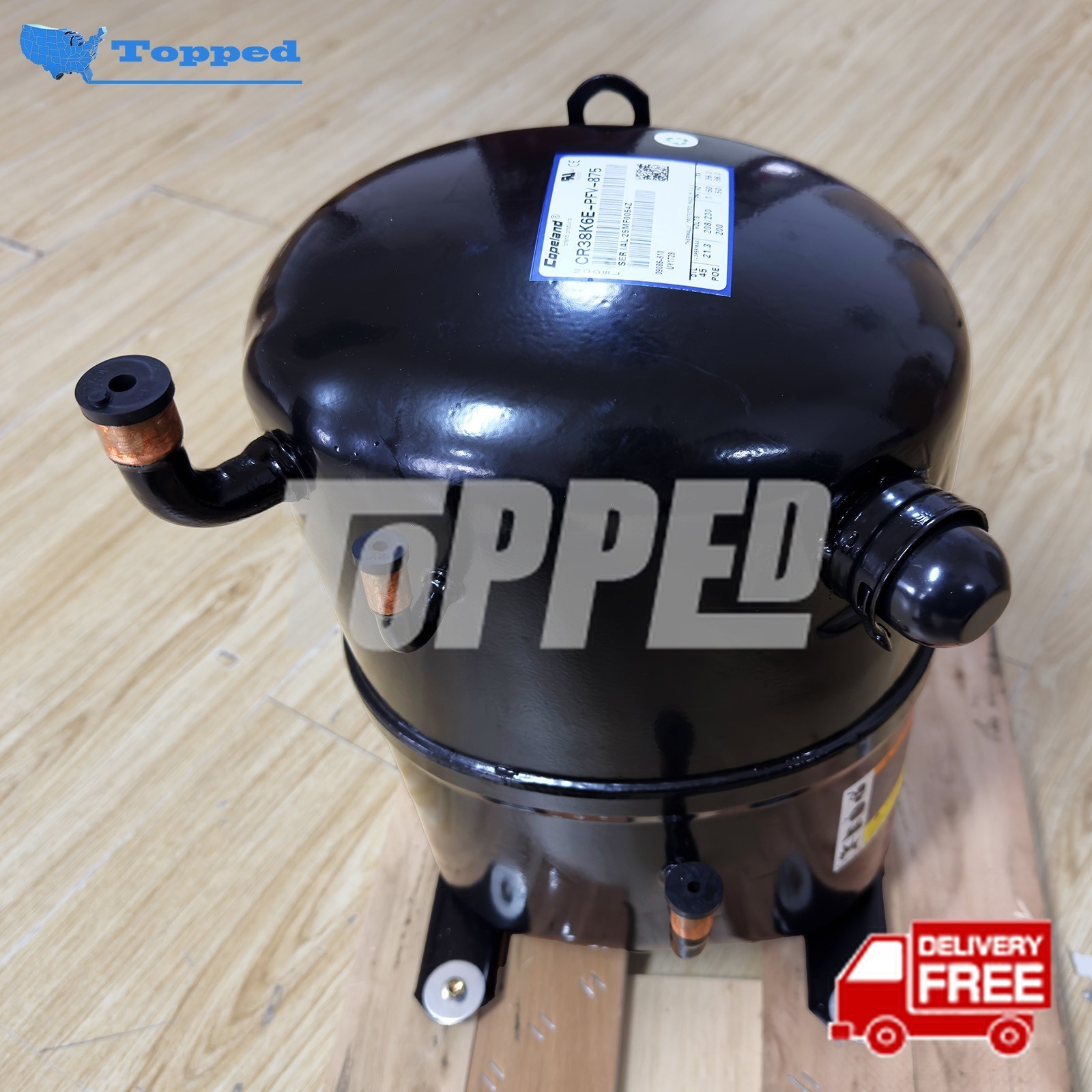 New Compressor 208-230V 1PH 3.2 Ton R-22 for Copeland CR38K6E-PFV-875 New Compressor 208-230V 1PH 3.2 Ton R-22 for Copeland CR38K6E-PFV-875