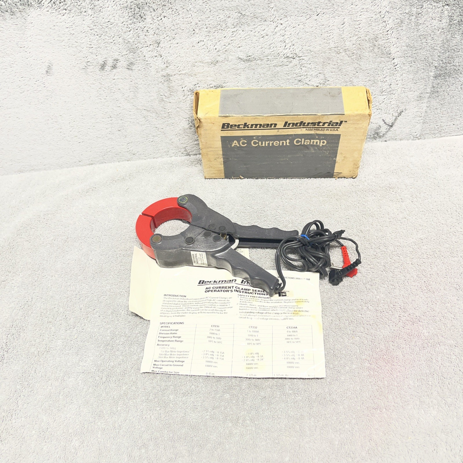 Vintage Beckman CT-232 AC Current Clamp 1000A 1000V RMS Untested Parts