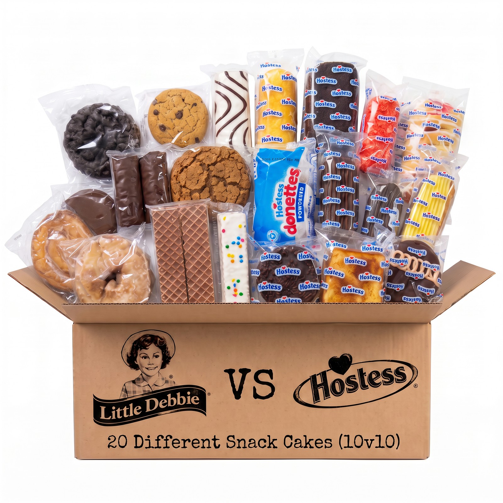 Little Debbie Vs. Hostess 20 Snack Cake Variety Sampler Including Twinkies, Zing