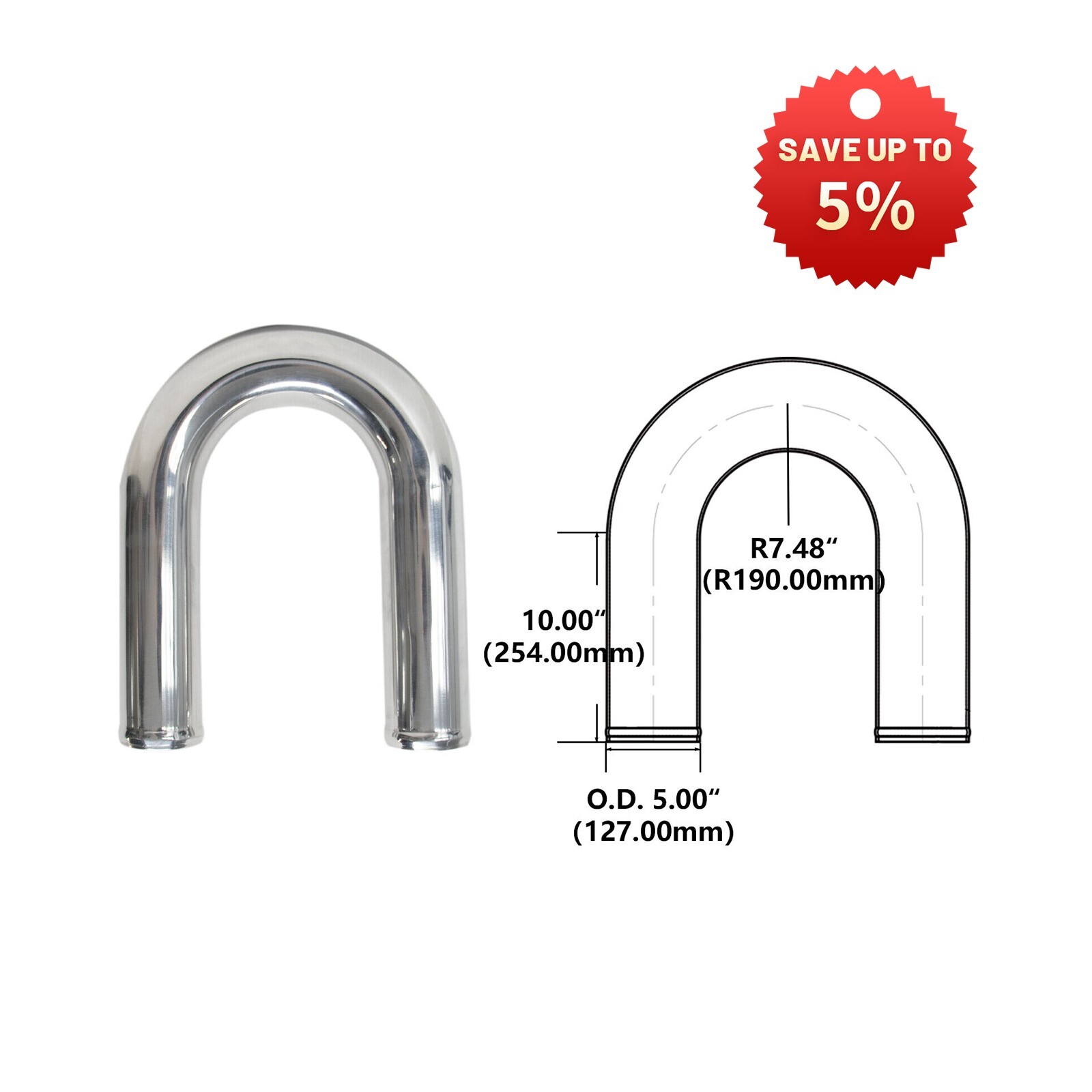 180 Degree U-Shaped Aluminum Pipe Tube Hose 5.00 180 Degree U-Shaped Aluminum Pipe Tube Hose 5.00