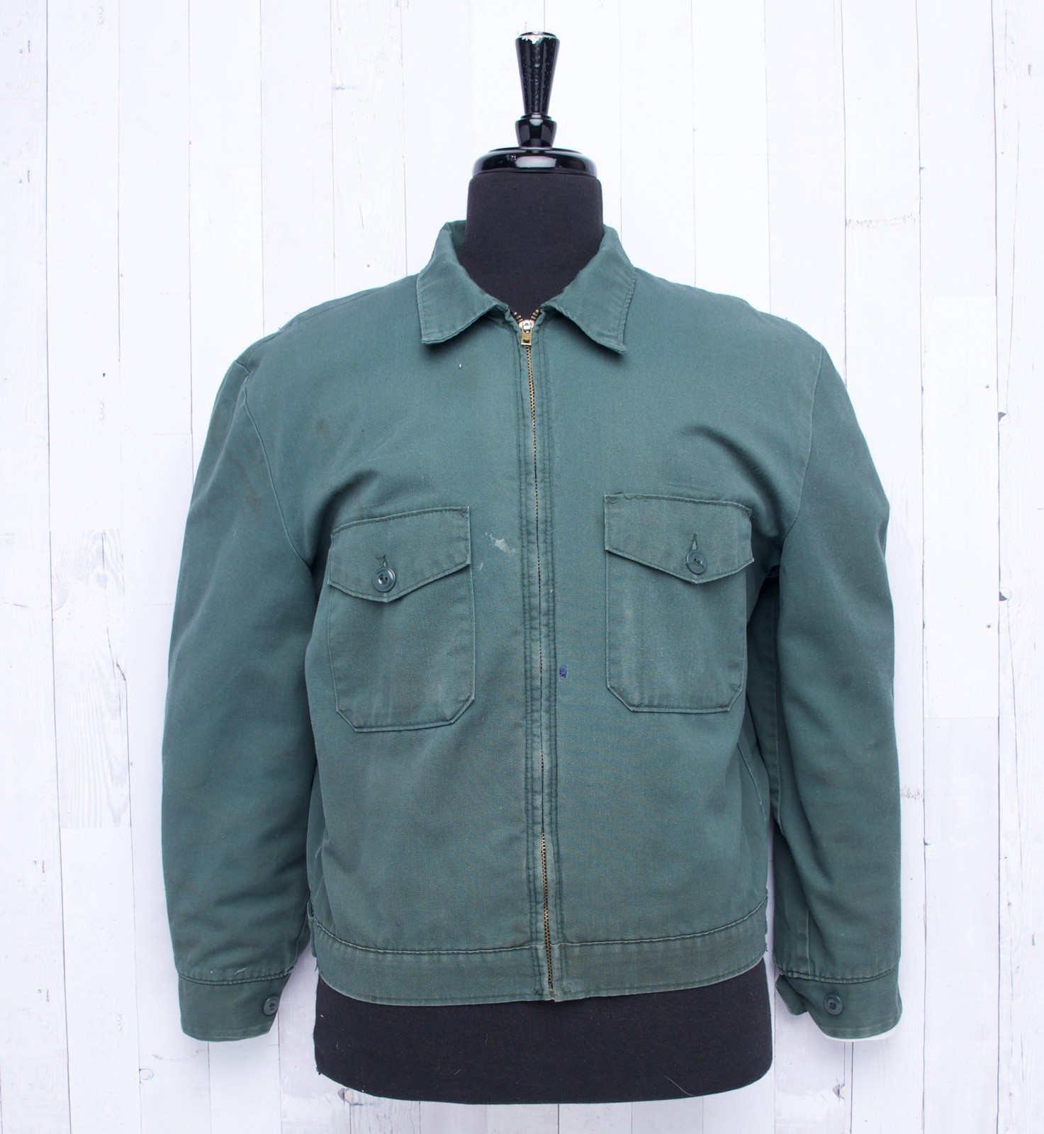 Vintage Sage Green Double Breasted Red Kap Mechanic Workwear Jacket Large