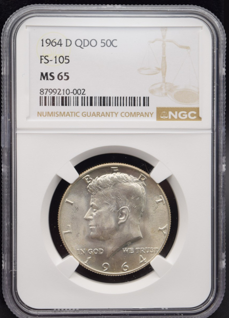 1964 D Denver Kennedy Half Dollar QDO 50C FS-105 MS65 90% Silver 1964 D Denver Kennedy Half Dollar QDO 50C FS-105 MS65 90% Silver