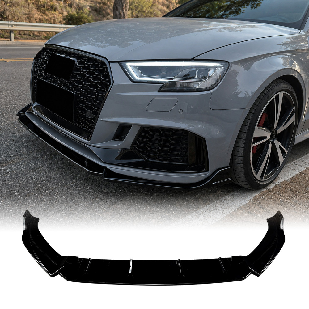 For 2017-2022 Audi RS3 8V Facelift Front Bumper Splitter Lip Spoiler Gloss Black