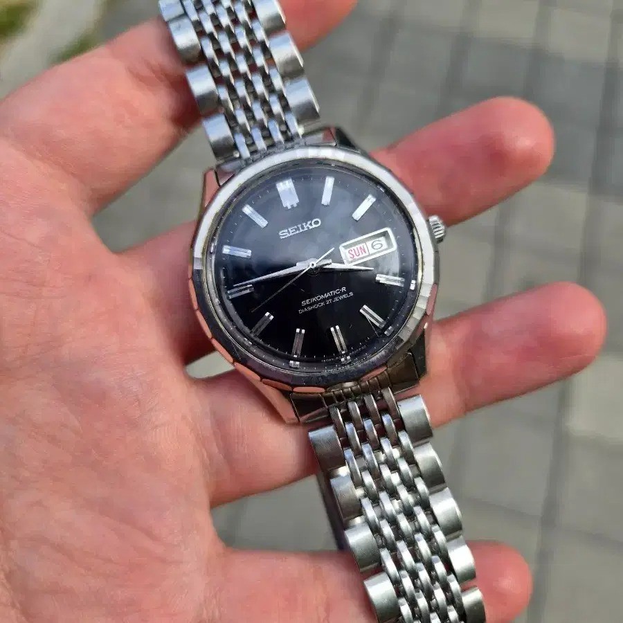 1966 Seiko Seikomatic-R 8346-9010 Automatic 27J Black Dial Day-Date