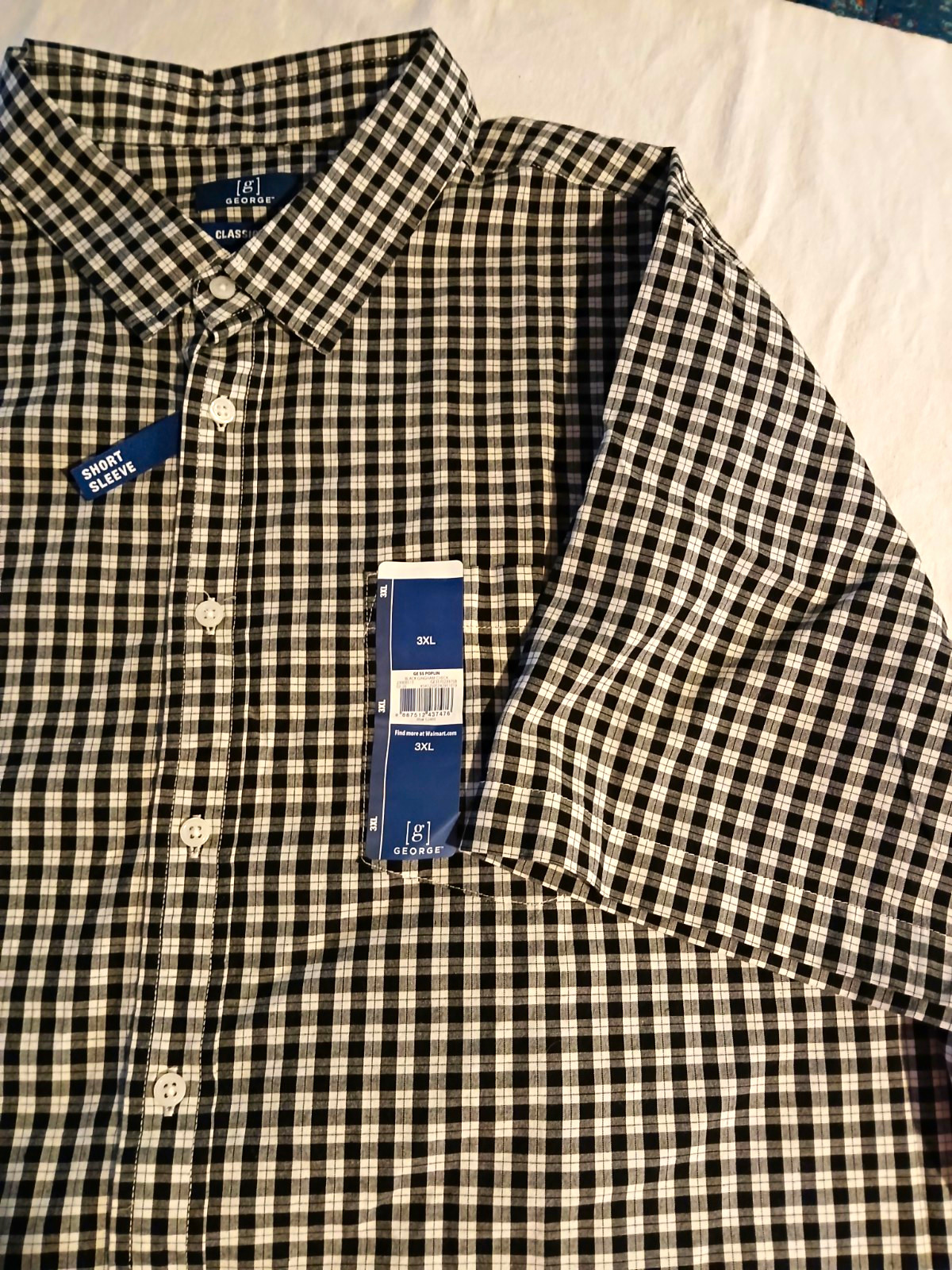 George 3X Men\'s Cotton Plaid Ginham Button- up Shirt NWT Casual Preppy