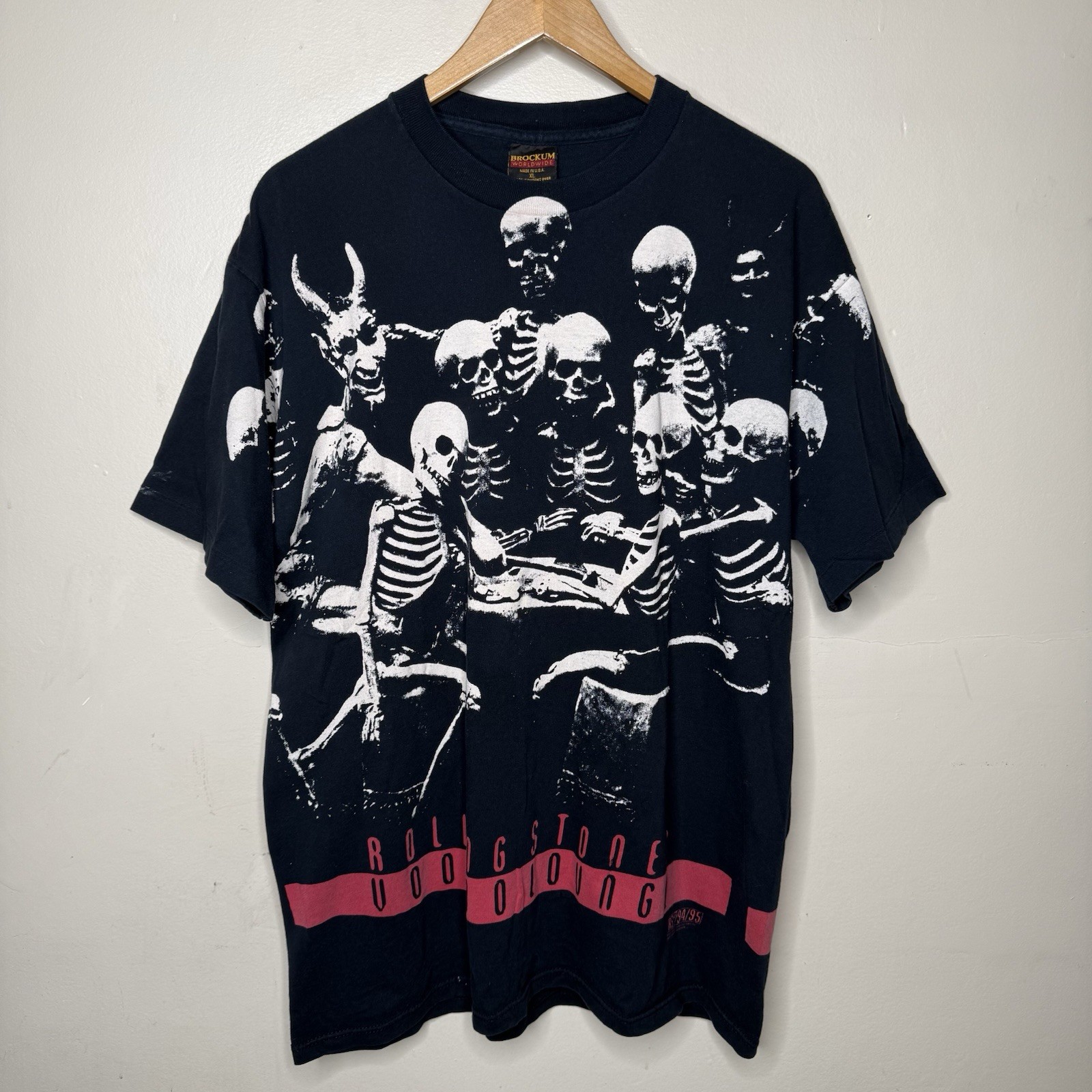 Vintage 1994 Rolling Stones Voodoo Lounge Tour Shirt Skeletons  AOP XL Brockum