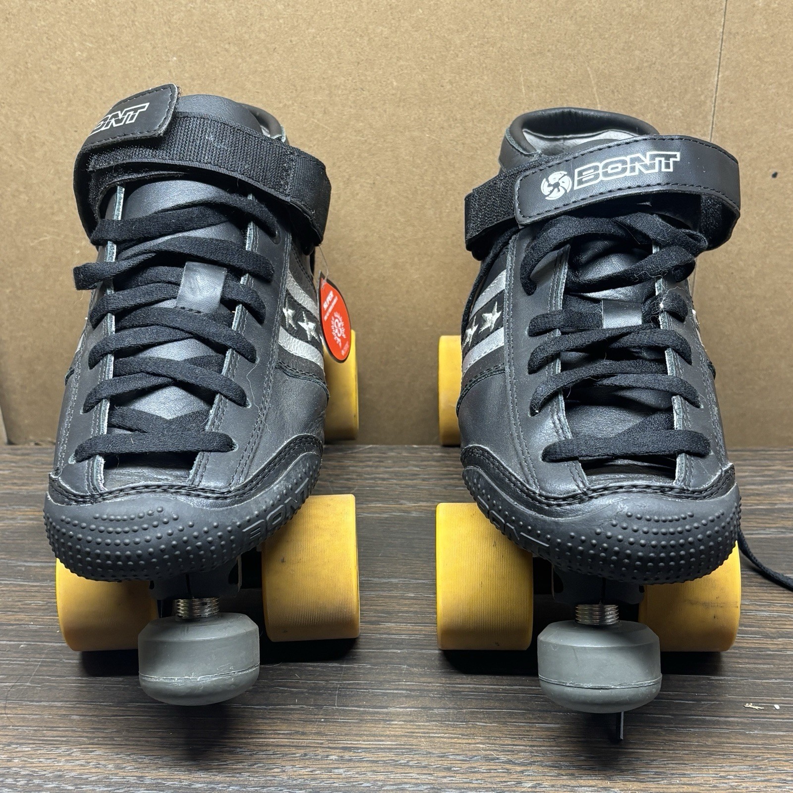 Bont Quadstar Roller Skates Derby Black Leather Wheels Size 7 FXT Wheels